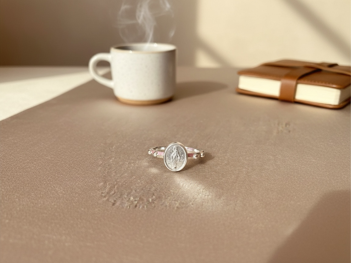 Silver catholic ring