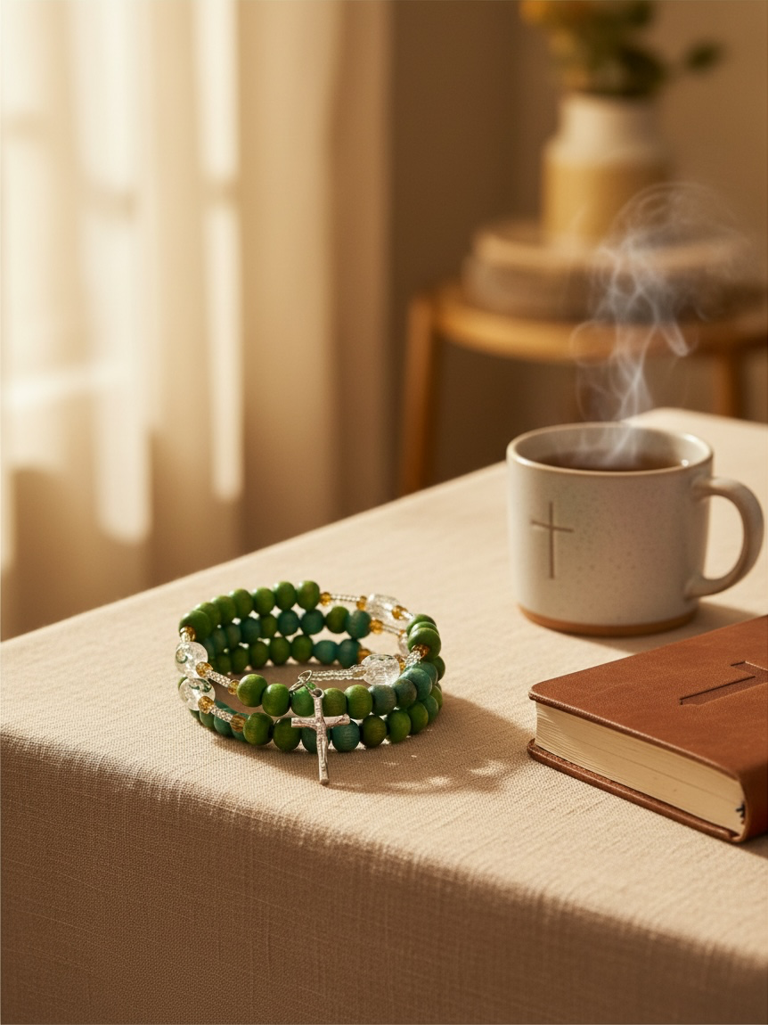 3-Wrap Wooden Rosary Bracelet