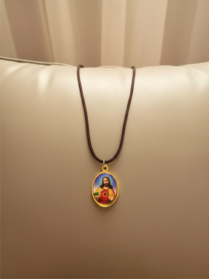 Golden double sided Sacred heart of our lady and Jesus Medal